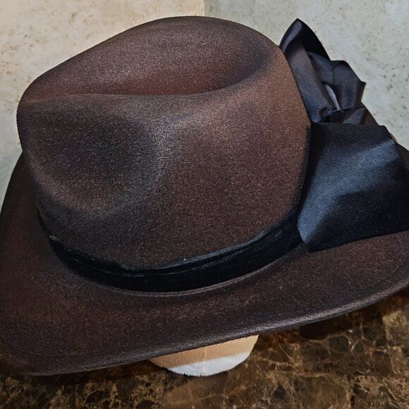 Dark Brown Fedora Custom Hat Women's  Adjustable NEW - Picture 3 of 5